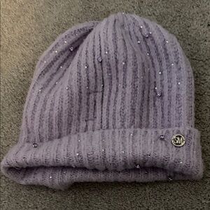 Steve Madden Lavender Knit Beanie with Swarovski Embellishments